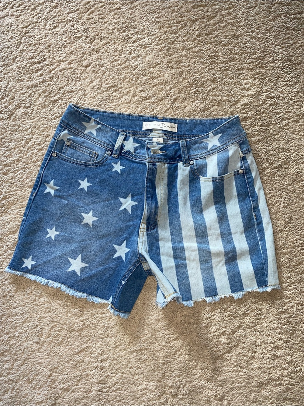 Women's Star & Stripe Denim Shorts - Blue